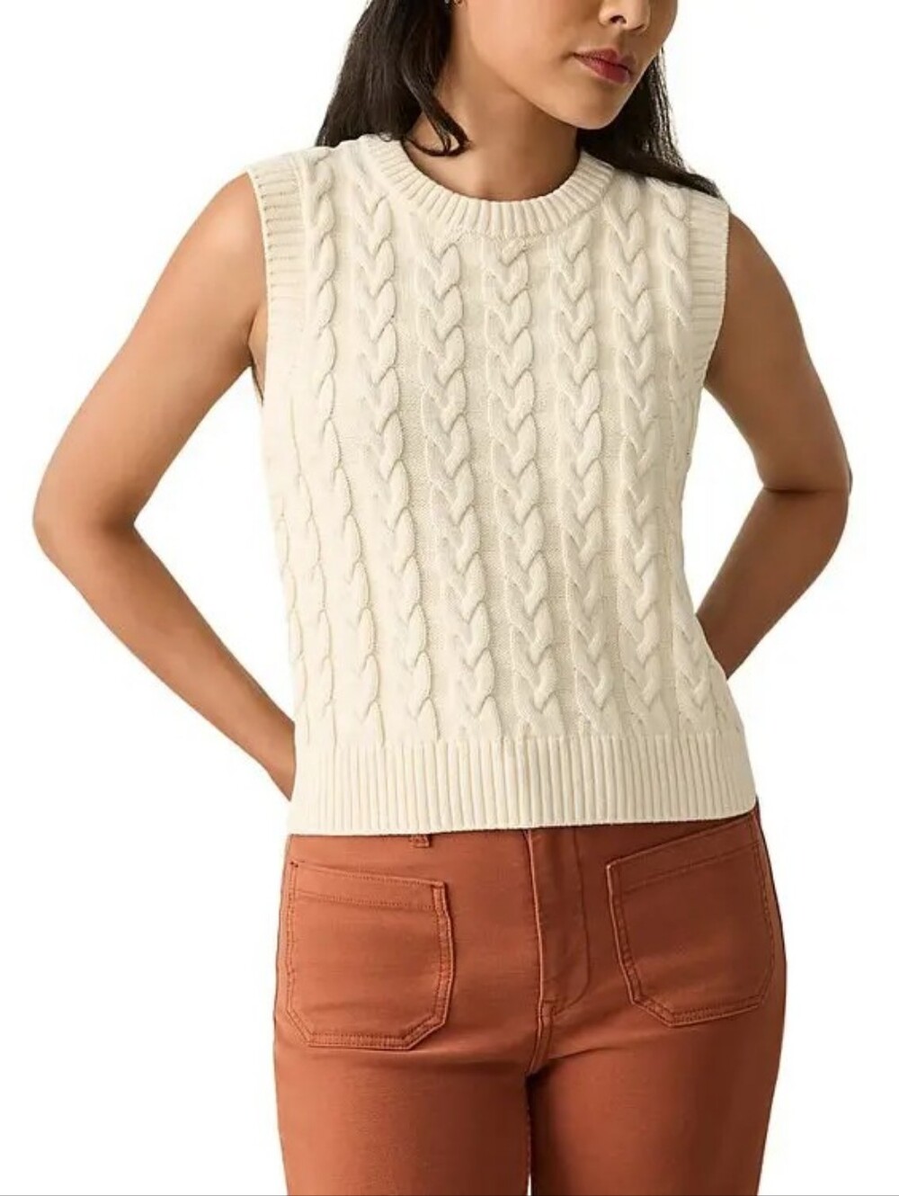 Faherty Brand Sunwashed Sweater Vest, White Shell, Size Medium
